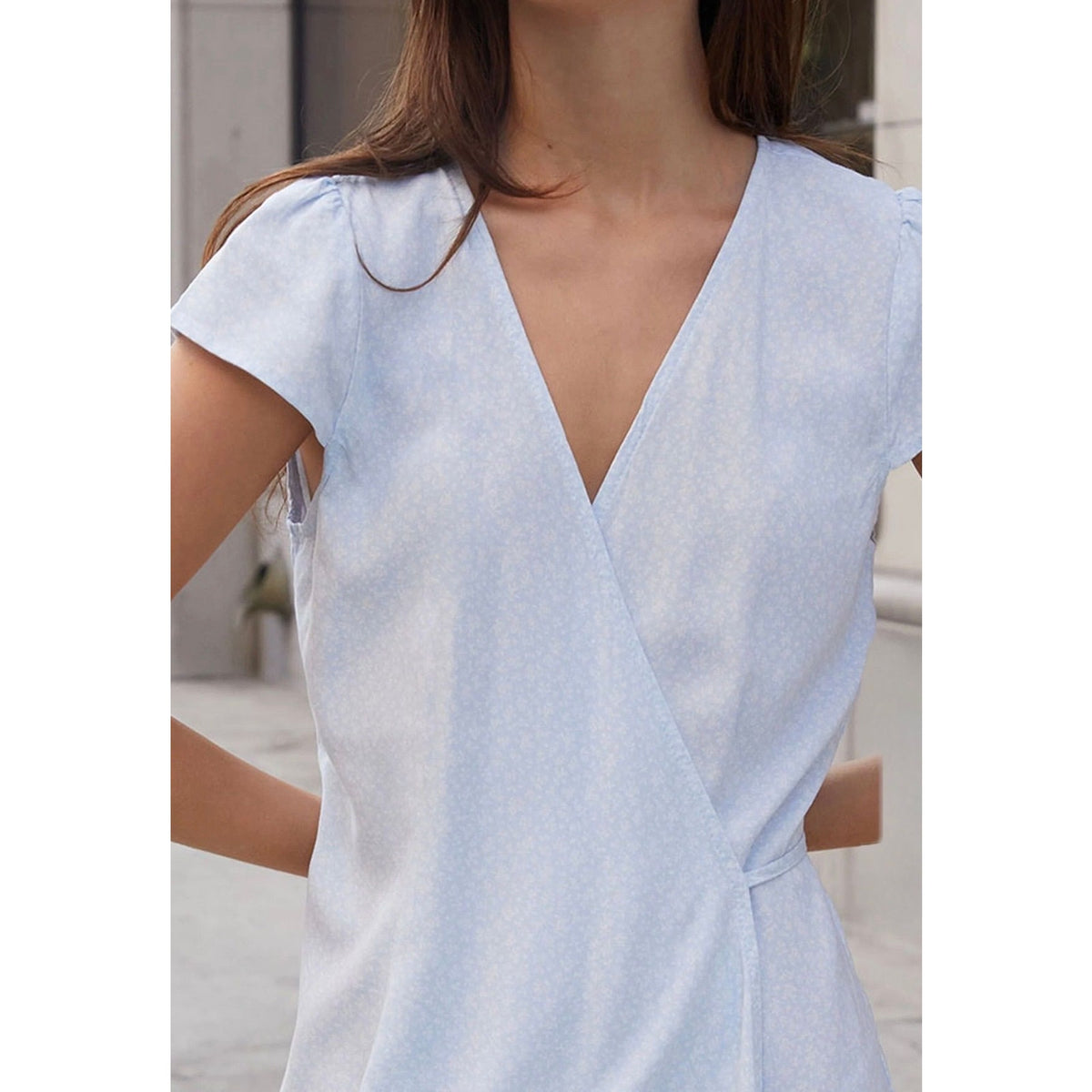 John Galt Blue Robbie Wrap Mini Dress | Size: One Size