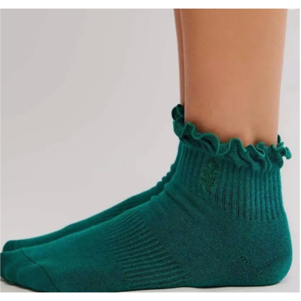 FP Movement Women's Classic Ruffle Socks, Midnight Jade